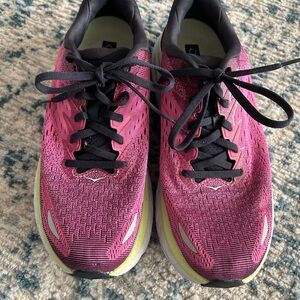 Hoka One One Pink and Black Sneakers